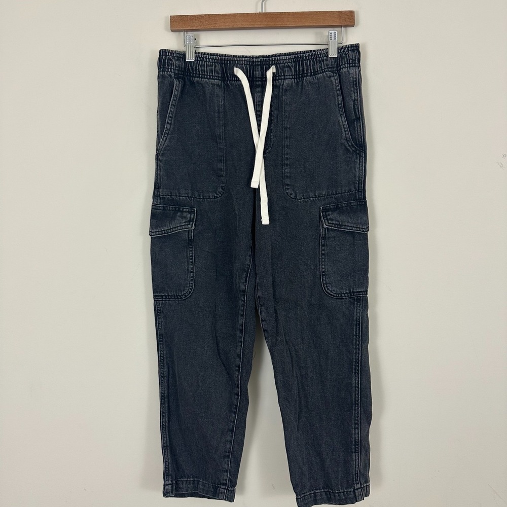 Gap Denim Cargo Easy Jeans Black Drawstring Waist Utility Streetwear Women Small